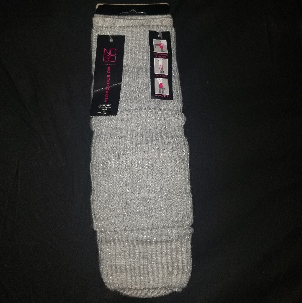 No Boundaries Silver Shimmer Leg Warmers